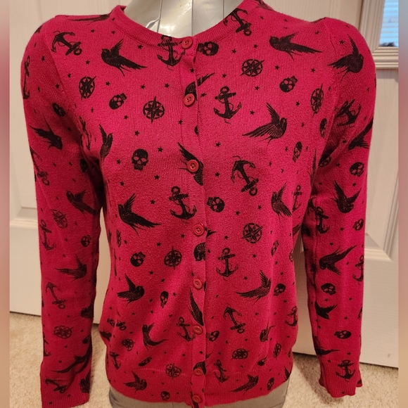 Red Sparrow Tattoo Cardigan M/L - Picture 2 of 8